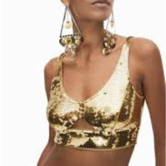 NWT Rabanne x HM sequin top in gold (size XL) - Picture 3 of 9